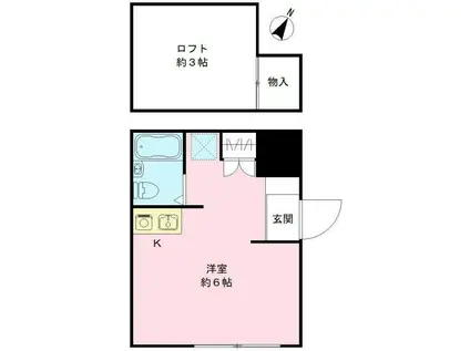 キャッスル青木(ワンルーム/1階)の間取り写真