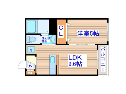 エターナルウィステリア(1LDK/1階)の間取り写真