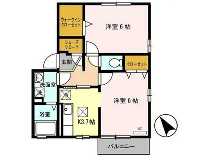 セジュール・ウィスタリアIII(2K/1階)の間取り写真