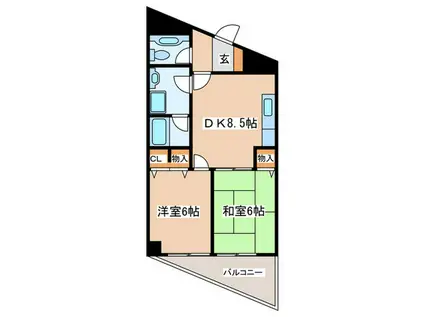 ラ・ベルチュ町田(2DK/5階)の間取り写真