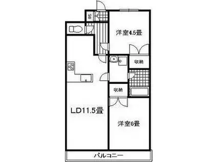 ナガラアンクレー(2LDK/2階)の間取り写真
