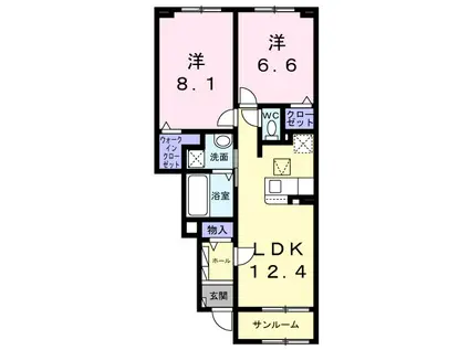 イースト メゾン(2LDK/1階)の間取り写真