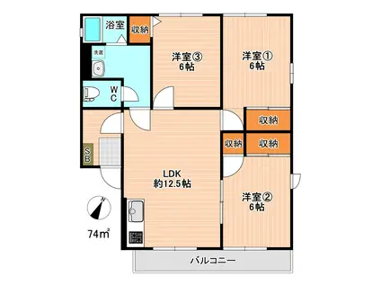 ラフォーレみゆきB棟(3LDK/2階)の間取り写真