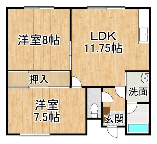 広陽ハイツ(2LDK/1階)の間取り写真