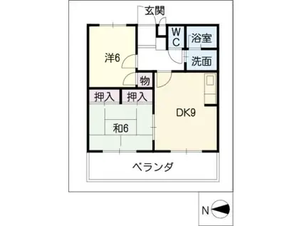 ユーノ・アルベーロ(2DK/3階)の間取り写真