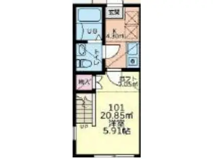 キュステ(1K/1階)の間取り写真