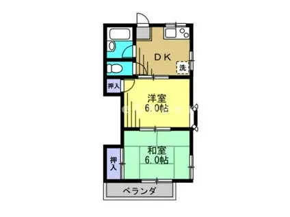 ソレム守屋II(2DK/1階)の間取り写真