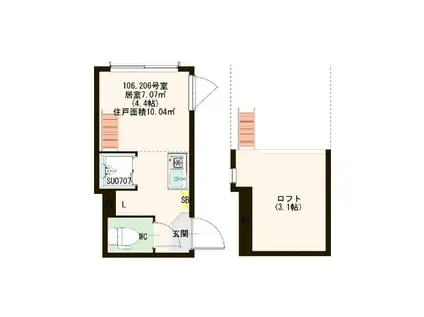 レジデンス赤羽(ワンルーム/1階)の間取り写真