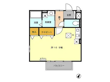 クアルト(ワンルーム/2階)の間取り写真