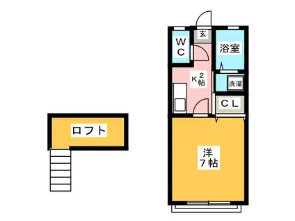 フォレストハイム(1K/2階)の間取り写真