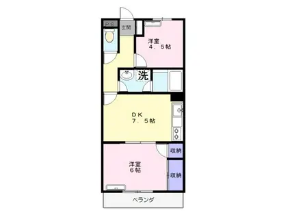 サウスピニエール小手指(2DK/2階)の間取り写真