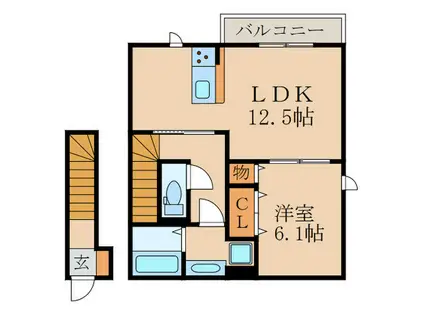 グランドヴィラ瓦町(1LDK/2階)の間取り写真