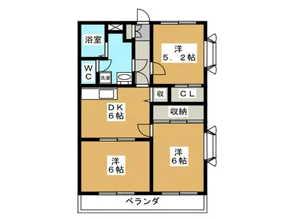 エステート神明台(3DK/1階)の間取り写真