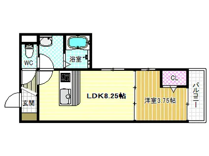 恵我之荘マンション(1LDK/3階)の間取り写真