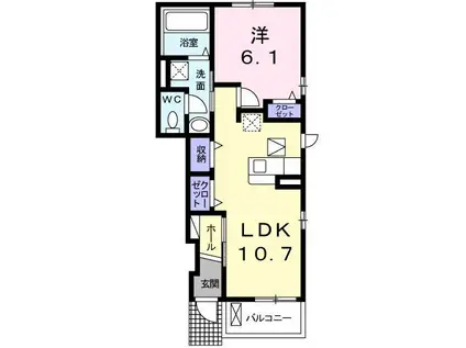 サニーフラット(1LDK/1階)の間取り写真