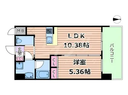 プレジオ城東(1LDK/5階)の間取り写真