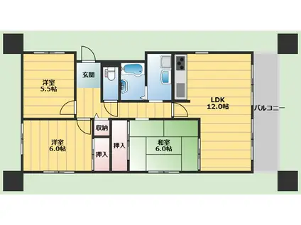 メゾンさつき(3LDK/3階)の間取り写真
