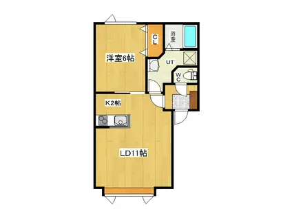 プランタン(1LDK/2階)の間取り写真