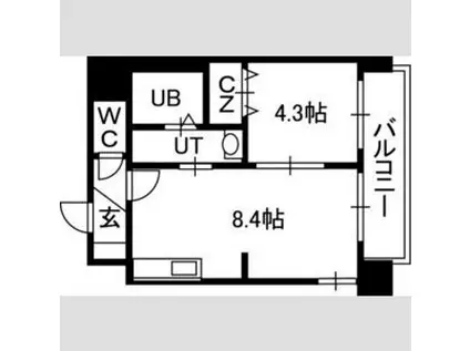 PRIME URBAN北11条(1LDK/4階)の間取り写真