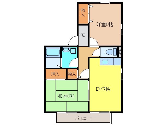 ハイツすみれ(2DK/1階)の間取り写真
