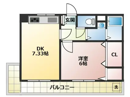ニューエルム(1LDK/3階)の間取り写真