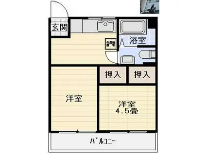 東横白楽マンション(1DK/9階)の間取り写真