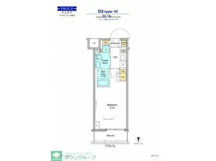 プラウドフラット菊川(1K/4階)の間取り写真