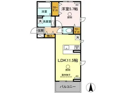 FY-STYLE KIKUCHI(1LDK/2階)の間取り写真