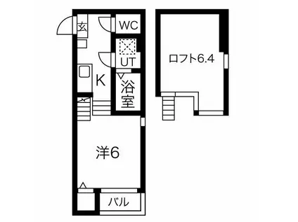 ルソレイユ安田通(1SK/2階)の間取り写真