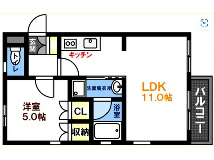 NSコート(1LDK/2階)の間取り写真
