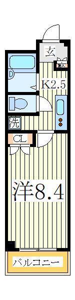 NASIC柏(1K/1階)の間取り写真