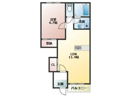 MOLTI(1LDK/1階)の間取り写真