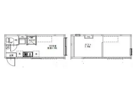 グランピエール平井(ワンルーム/1階)の間取り写真