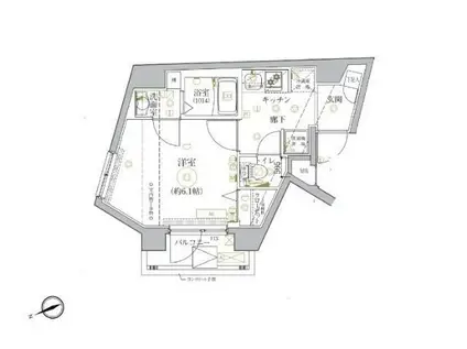 ベルシード品川西大井(1K/2階)の間取り写真