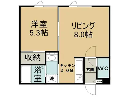 プランドールスクエア(1LDK/2階)の間取り写真