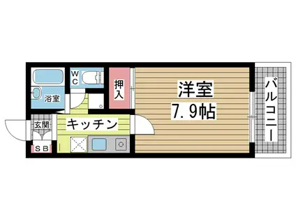 アルブル(1K/2階)の間取り写真