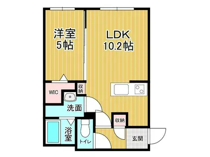 GLORIA春日(1LDK/3階)の間取り写真