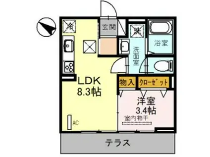 ディモラーレ(1LDK/1階)の間取り写真