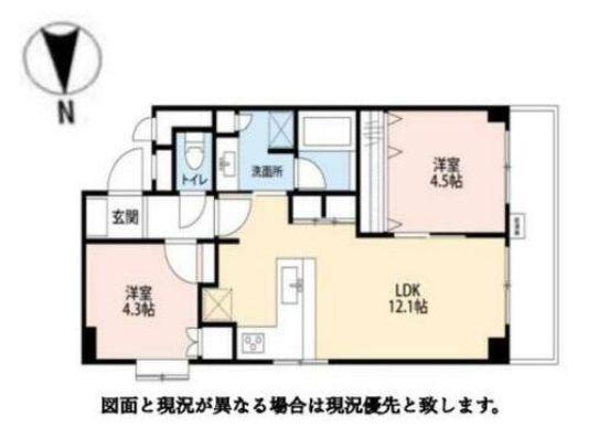 雷門ハイツ(2LDK/8階)の間取り写真