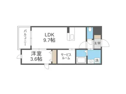 LIFEFIELD伊都(1SLDK/3階)の間取り写真