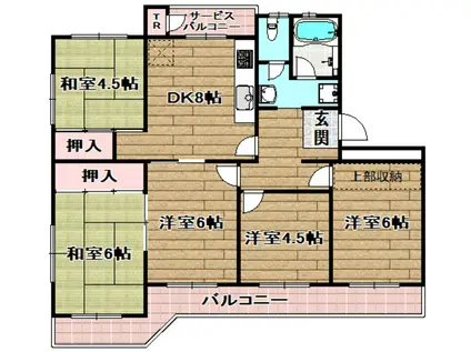 塚原台ハイツ 14号棟(5DK/4階)の間取り写真