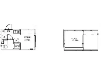 ハーモニーテラス練馬下石神井(ワンルーム/2階)の間取り写真