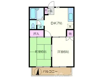 メイプルウッドA(2DK/1階)の間取り写真