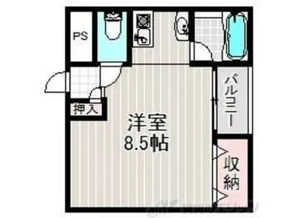 フェリセ富田(1K/2階)の間取り写真