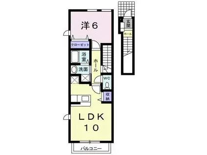 メルヘンハイムB(1LDK/2階)の間取り写真