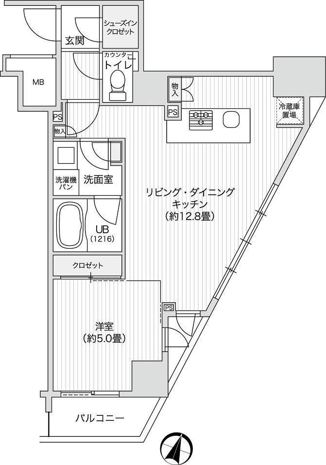 レジディア笹塚II(1LDK/9階)の間取り写真