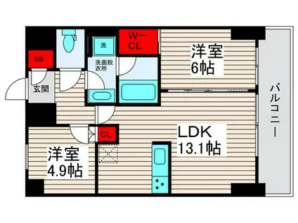 プラネソシエ西新井(2LDK/9階)の間取り写真