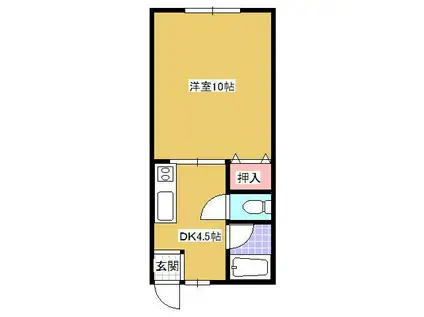 コーポ金谷B(1DK/1階)の間取り写真