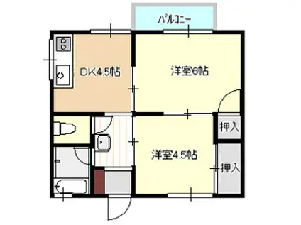 明星ハイツ(2DK/2階)の間取り写真