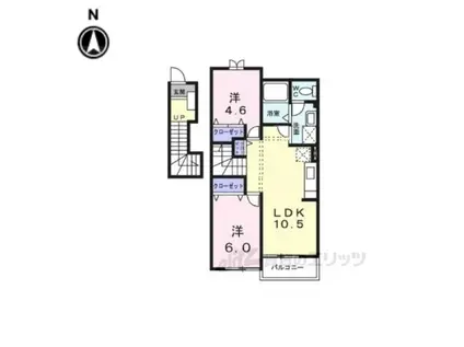 メヌエット(2LDK/2階)の間取り写真